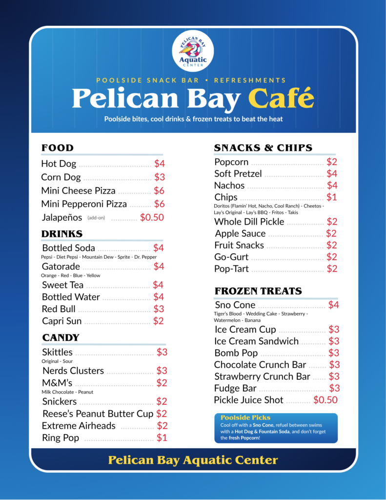 Pelican Bay Cafe Menu